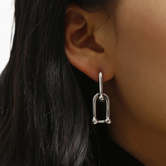 Jewelry - NEW 925 STERLING SILVER U-SHAPE HOOP EARRINGS